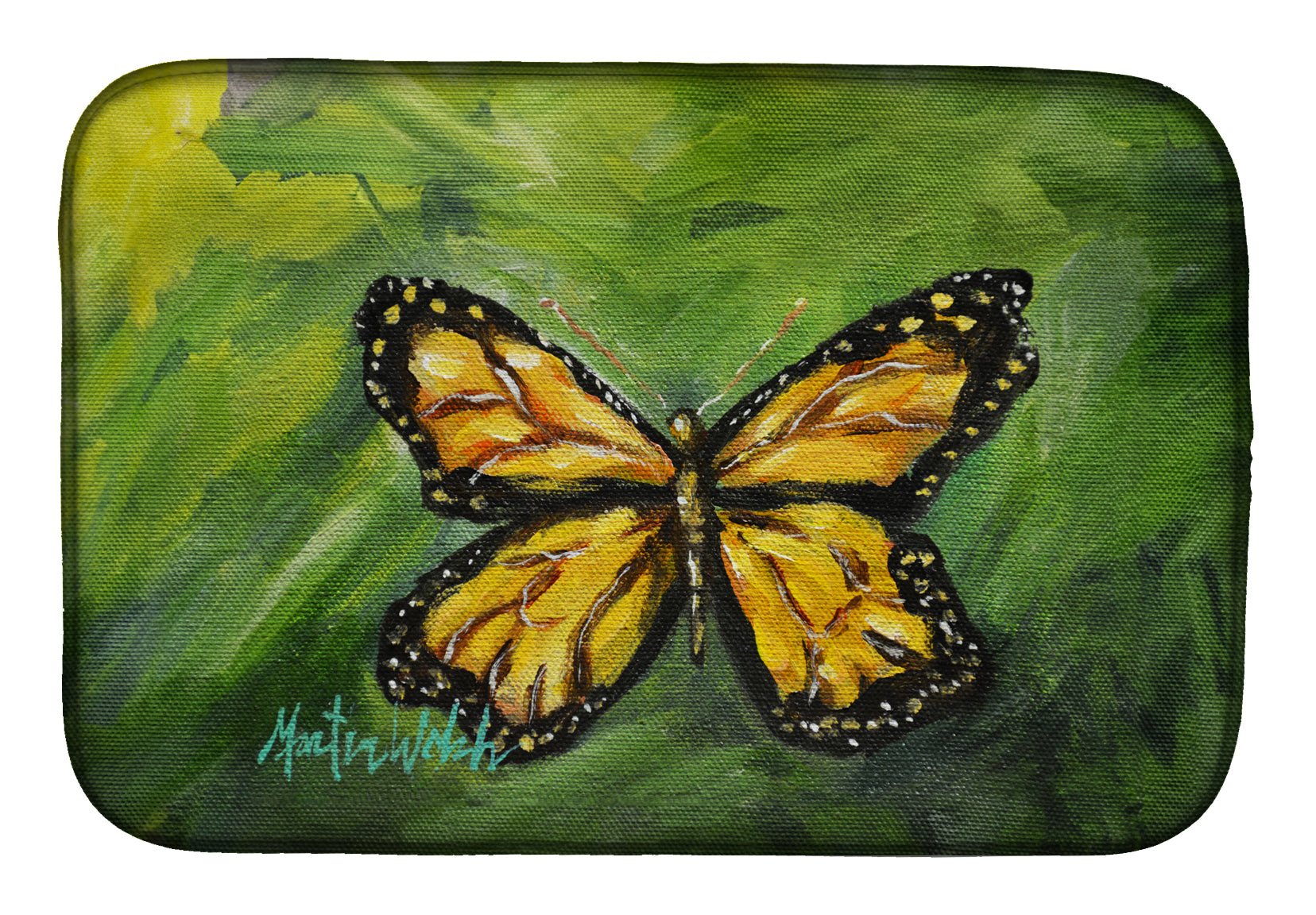 Monarch Glover Fly Butterfly Dish Drying Mat Absorbent Dish Drying Mat Pad for Kitchen Counter Dish Drainer Mat for Countertop, 14 x 21", Multicolor