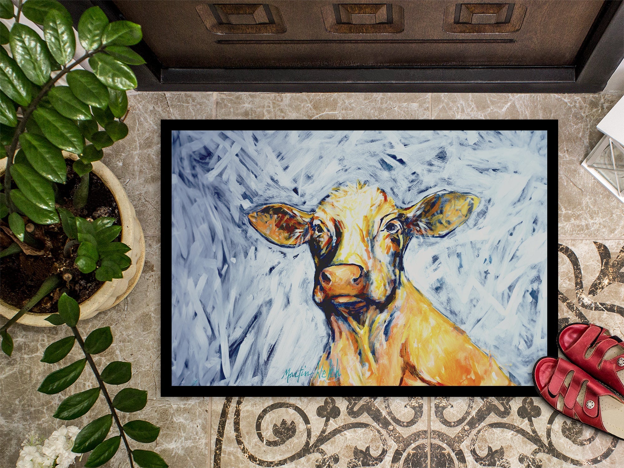 Moo Cow Doormat Indoor Outdoor 24H X 36W Front Door Mat Rugs for Entryway, Non Slip Washable Low Pile,