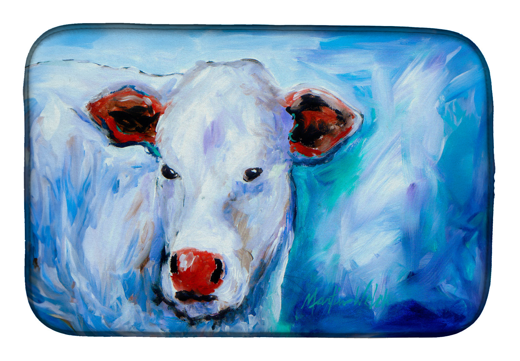 Move Over Cow Dish Drying Mat Absorbent Dish Drying Mat Pad for Kitchen Counter Dish Drainer Mat for Countertop, 14 x 21", Multicolor