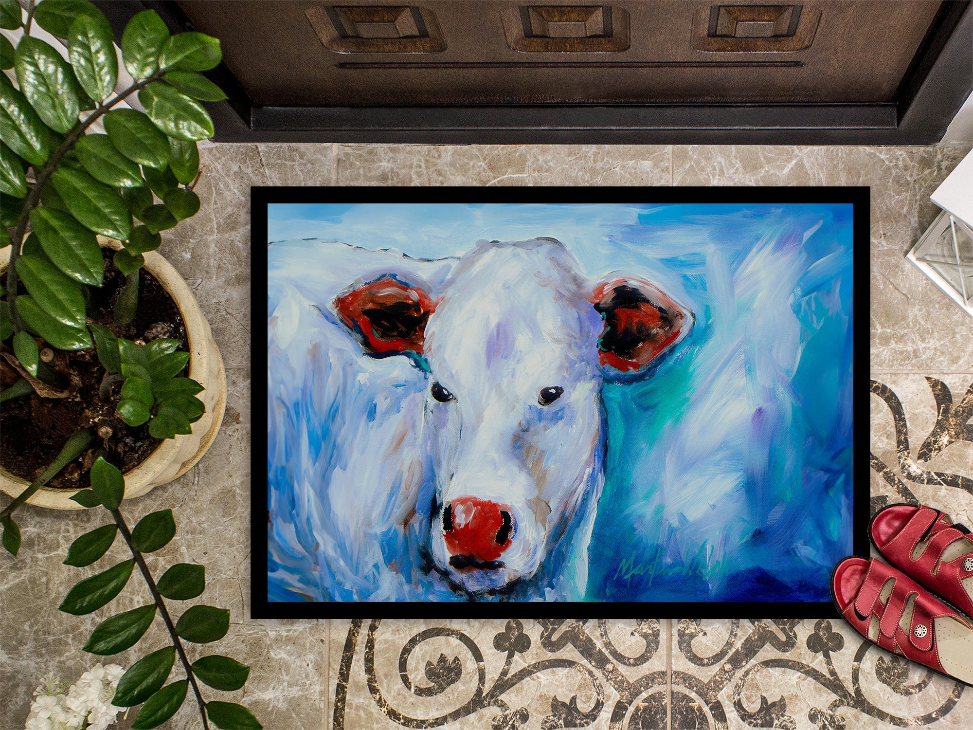 Move Over Cow Doormat Indoor Outdoor 18H X 27W Front Door Mat Rugs for Entryway, Non Slip Washable