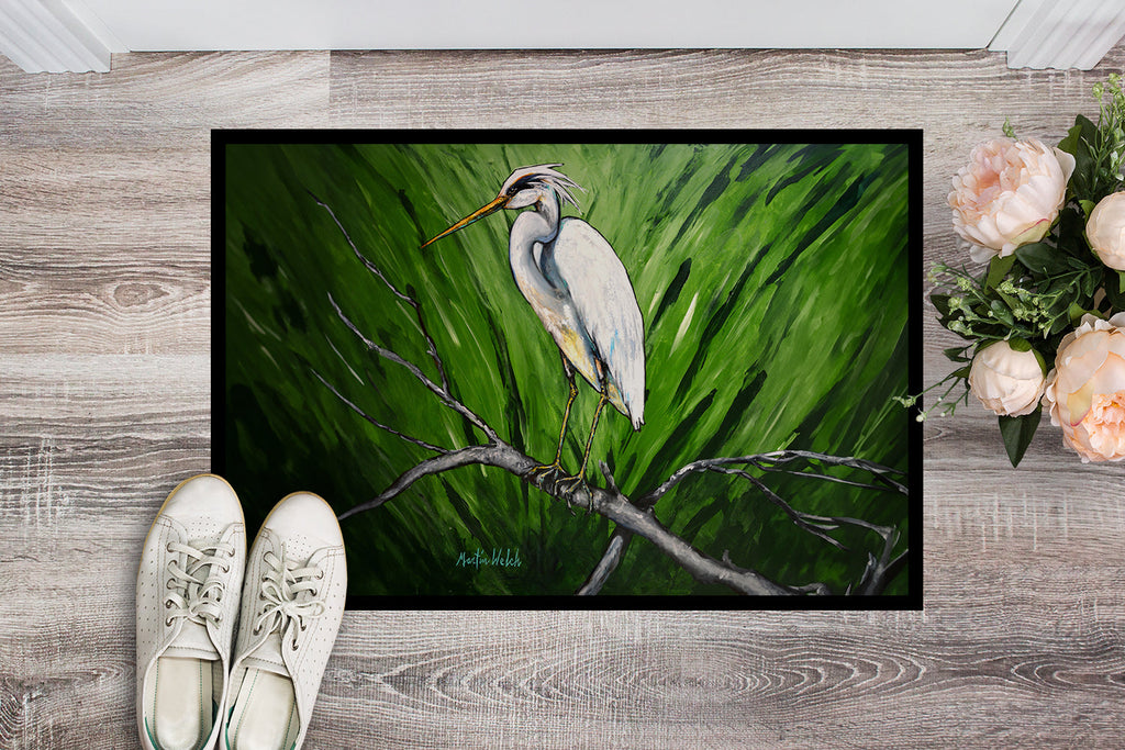 Heron On A Limb Doormat Indoor Outdoor 24H X 36W Front Door Mat Rugs for Entryway, Non Slip Washable Low Pile,