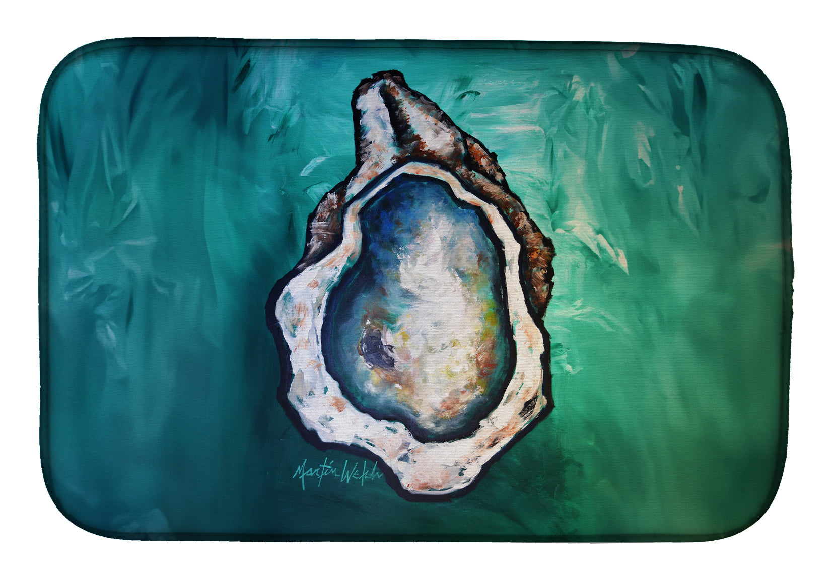 One Shell Oyster Dish Drying Mat Absorbent Dish Drying Mat Pad for Kitchen Counter Dish Drainer Mat for Countertop, 14 x 21", Multicolor
