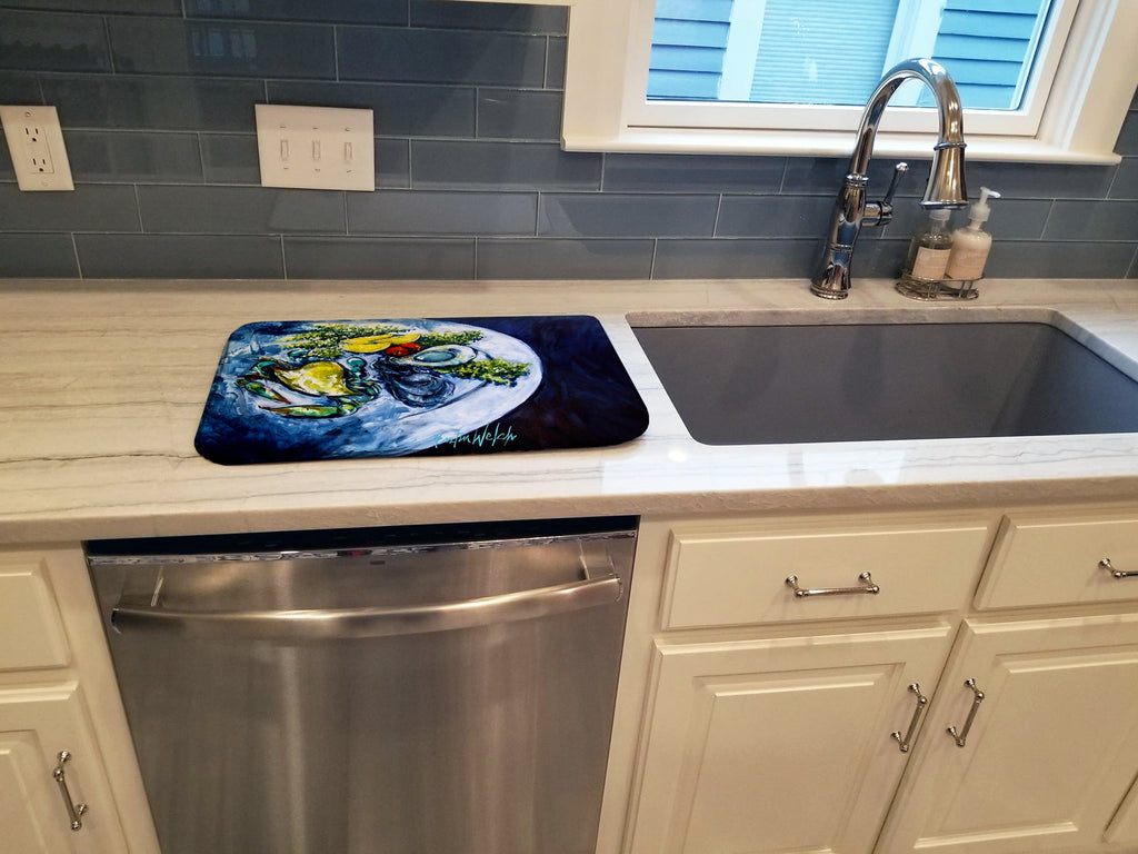 Oyster Plate Dish Drying Mat Absorbent Dish Drying Mat Pad for Kitchen Counter Dish Drainer Mat for Countertop, 14 x 21", Multicolor