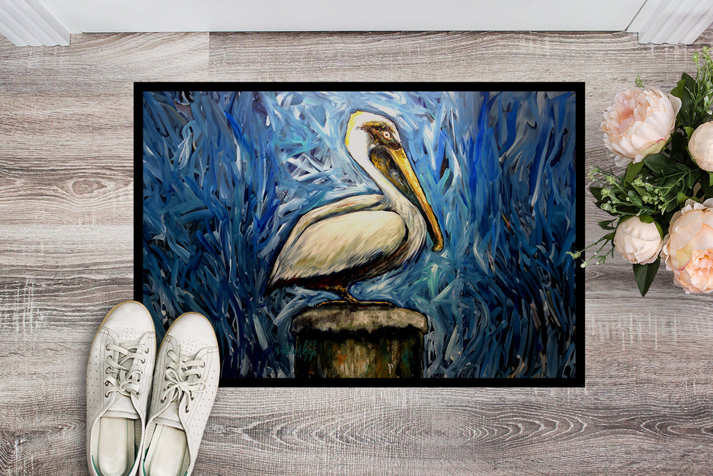 Pelican Blues Doormat Indoor Outdoor 24H X 36W Front Door Mat Rugs for Entryway, Non Slip Washable Low Pile,