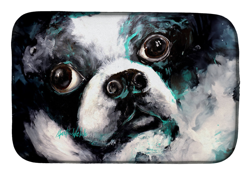 Boston Terrier Pretty Please Dish Drying Mat Absorbent Dish Drying Mat Pad for Kitchen Counter Dish Drainer Mat for Countertop, 14 x 21", Multicolor