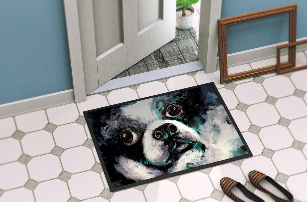 Boston Terrier Pretty Please Doormat Indoor Outdoor 24H X 36W Front Door Mat Rugs for Entryway, Non Slip Washable Low Pile,