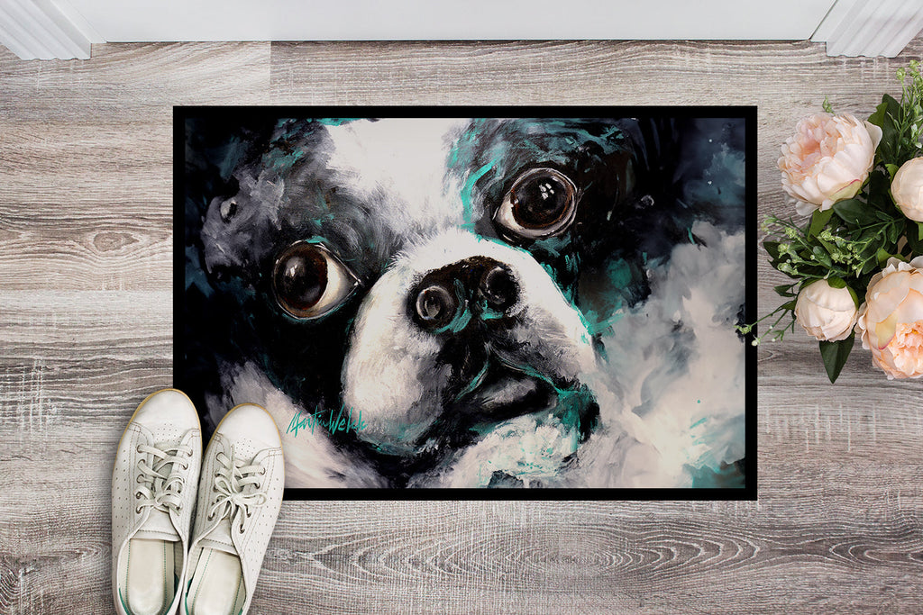 Boston Terrier Pretty Please Doormat Indoor Outdoor 18H X 27W Front Door Mat Rugs for Entryway, Non Slip Washable