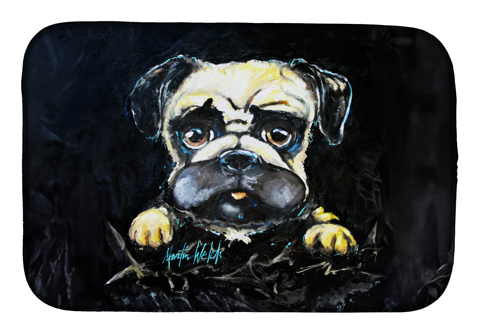 Pug It Out Dish Drying Mat Absorbent Dish Drying Mat Pad for Kitchen Counter Dish Drainer Mat for Countertop, 14 x 21", Multicolor
