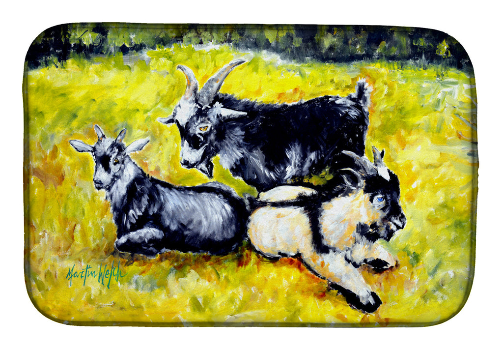 Scooter Pooter and Tooter Goats Dish Drying Mat Absorbent Dish Drying Mat Pad for Kitchen Counter Dish Drainer Mat for Countertop, 14 x 21", Multicolor