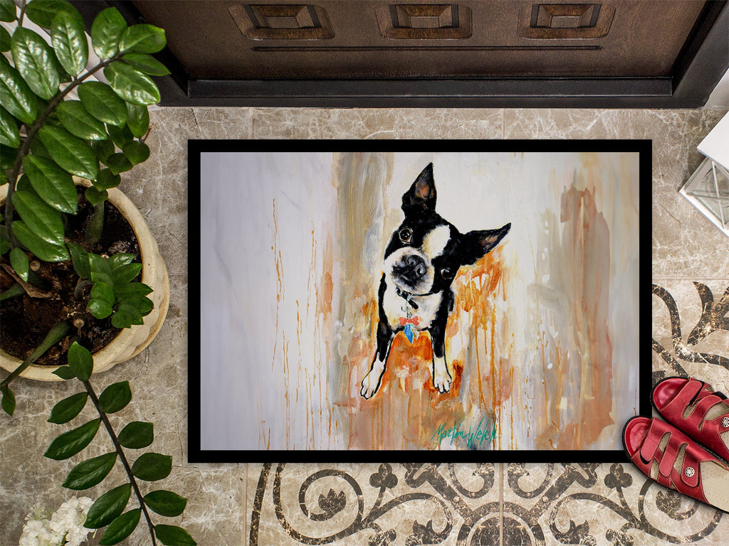 Boston Terrier Scout Doormat Indoor Outdoor 24H X 36W Front Door Mat Rugs for Entryway, Non Slip Washable Low Pile,