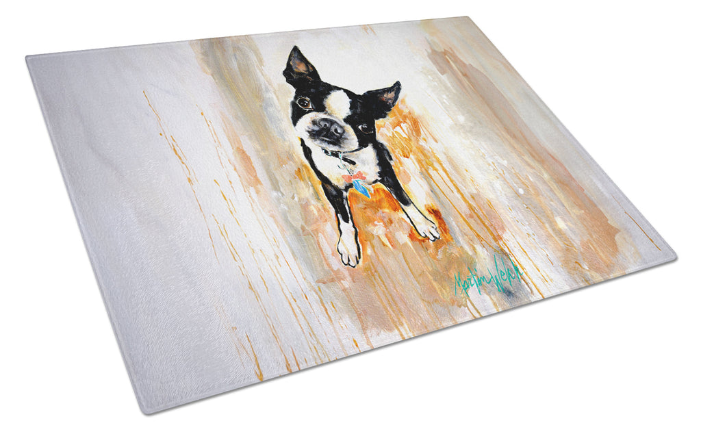 Boston Terrier Scout Cutting Board Tempered Glass Kitchen Cutting Surface, Heat Resistant Chopping, Non-Slip Feet, Food Prep & Serving