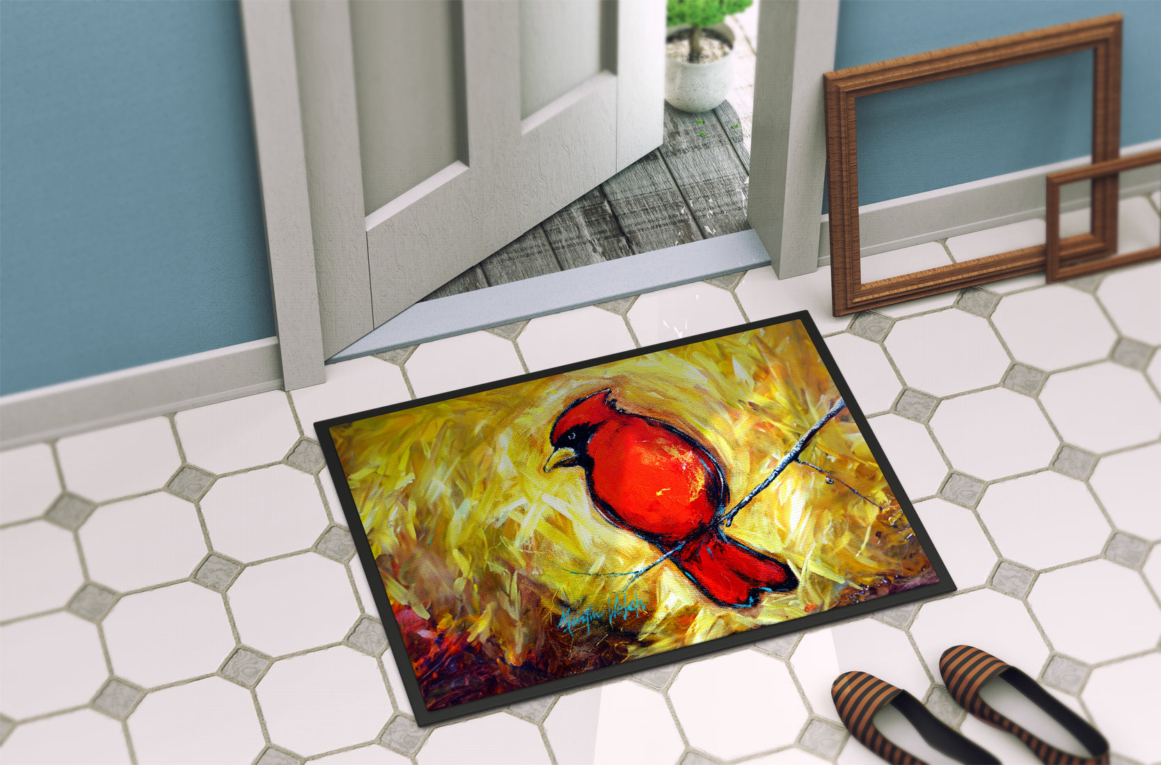 Sha Red Baba Bird Doormat Indoor Outdoor 24H X 36W Front Door Mat Rugs for Entryway, Non Slip Washable Low Pile,