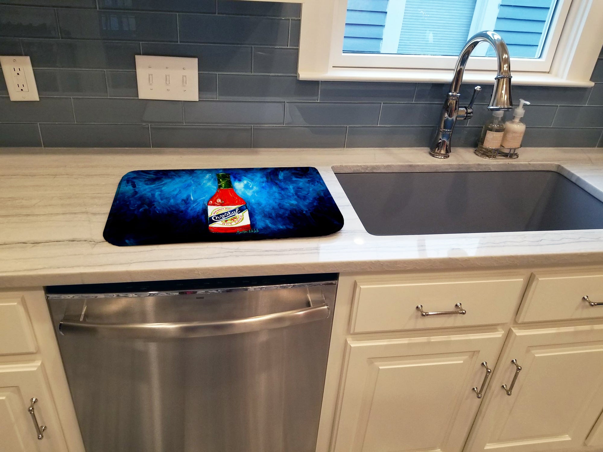 So Hot I'm Blue Sauce Dish Drying Mat Absorbent Dish Drying Mat Pad for Kitchen Counter Dish Drainer Mat for Countertop, 14 x 21", Multicolor