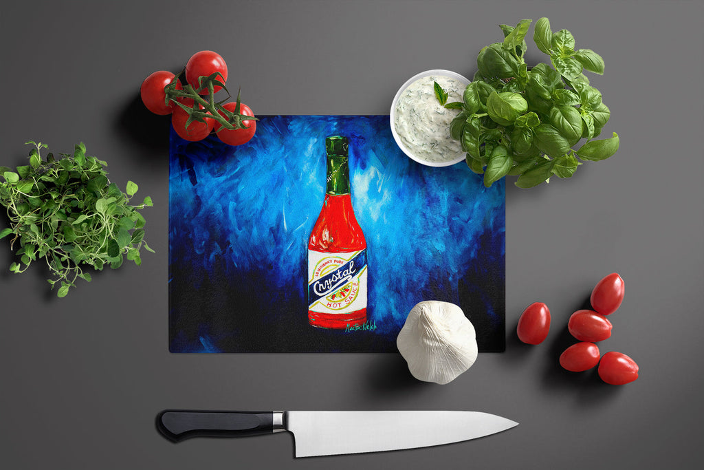 So Hot I'm Blue Sauce Cutting Board Tempered Glass Kitchen Cutting Surface, Heat Resistant Chopping, Non-Slip Feet, Food Prep & Serving