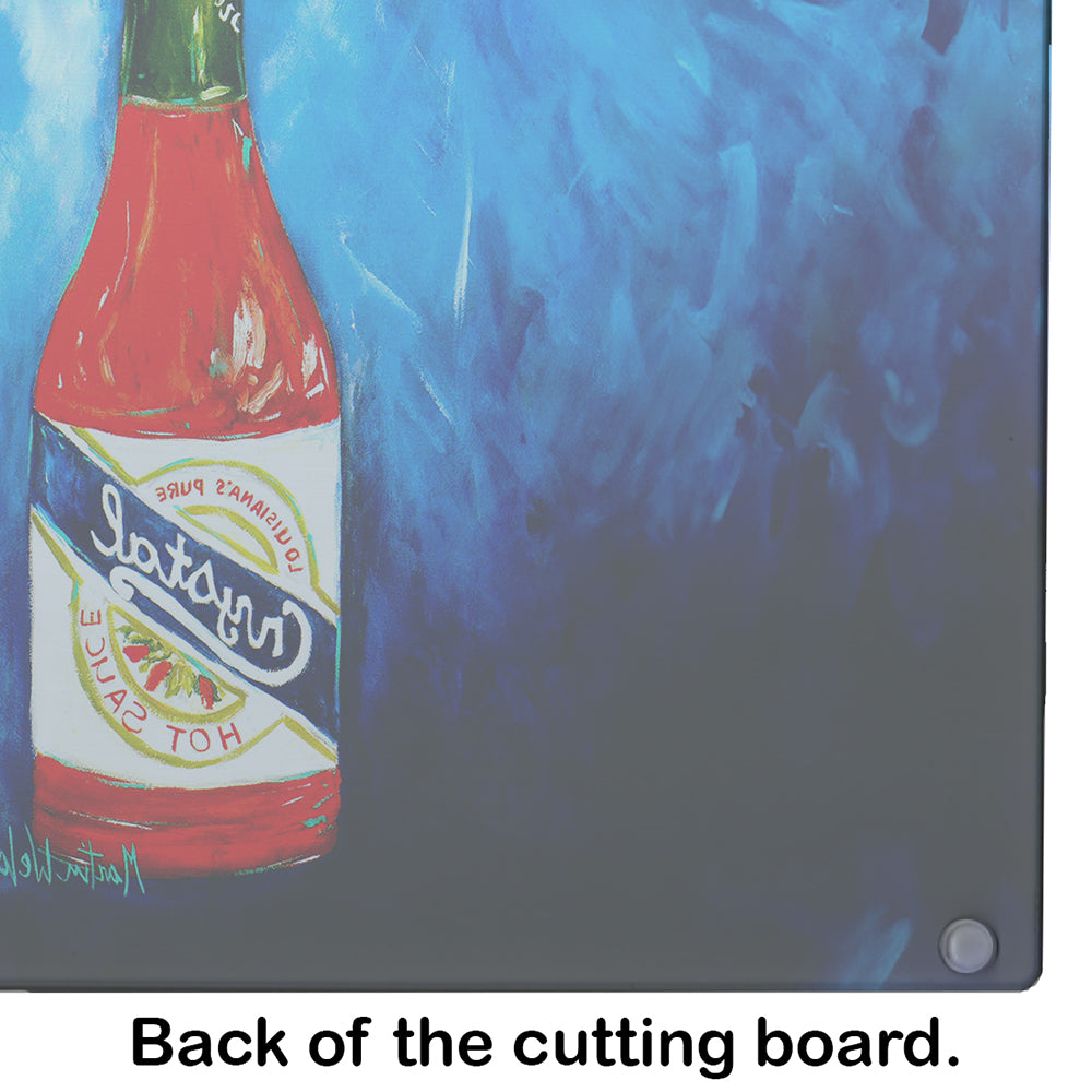 So Hot I'm Blue Sauce Cutting Board Tempered Glass Kitchen Cutting Surface, Heat Resistant Chopping, Non-Slip Feet, Food Prep & Serving