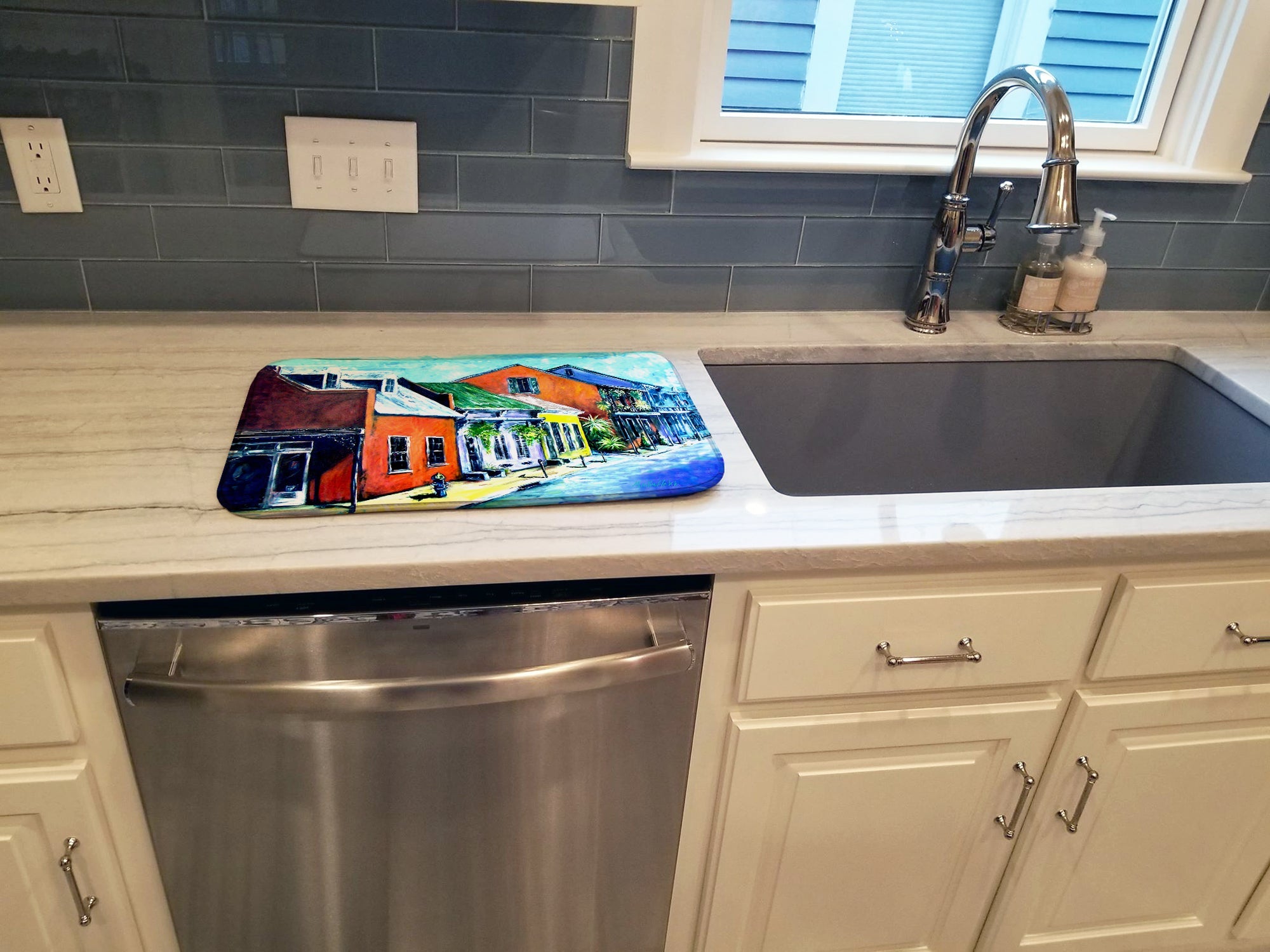Somewhere Close Dish Drying Mat Absorbent Dish Drying Mat Pad for Kitchen Counter Dish Drainer Mat for Countertop, 14 x 21", Multicolor