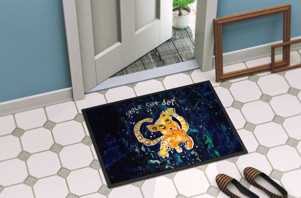 Space Cat Det Cat Doormat Indoor Outdoor 24H X 36W Front Door Mat Rugs for Entryway, Non Slip Washable Low Pile,