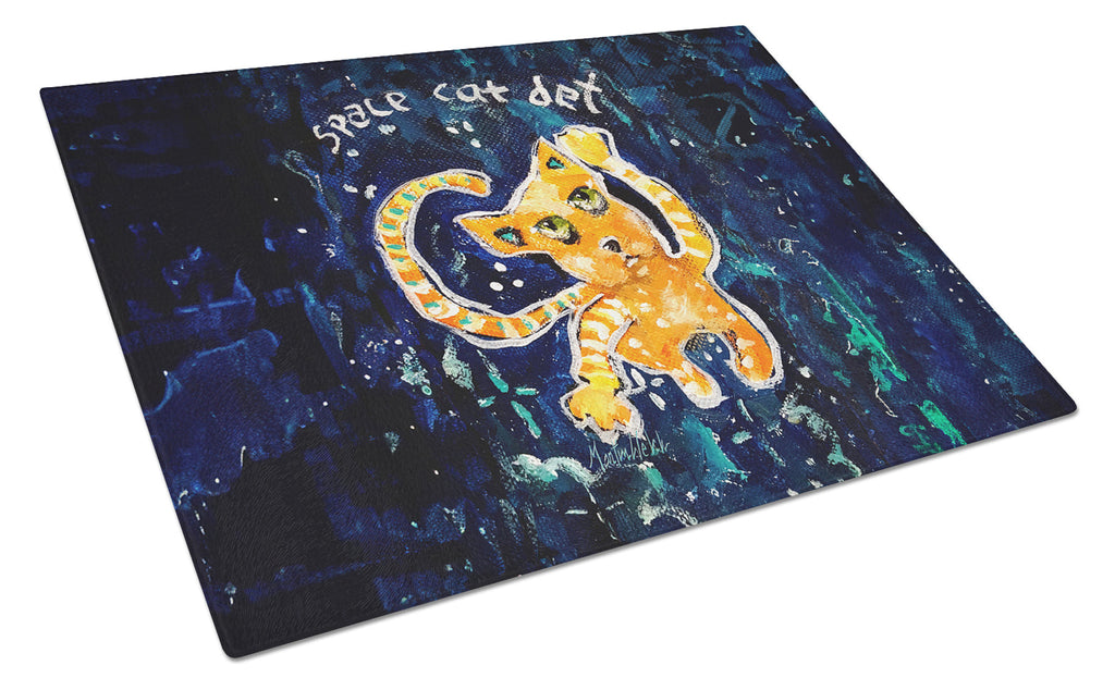 Space Cat Det Cat Cutting Board Tempered Glass Kitchen Cutting Surface, Heat Resistant Chopping, Non-Slip Feet, Food Prep & Serving