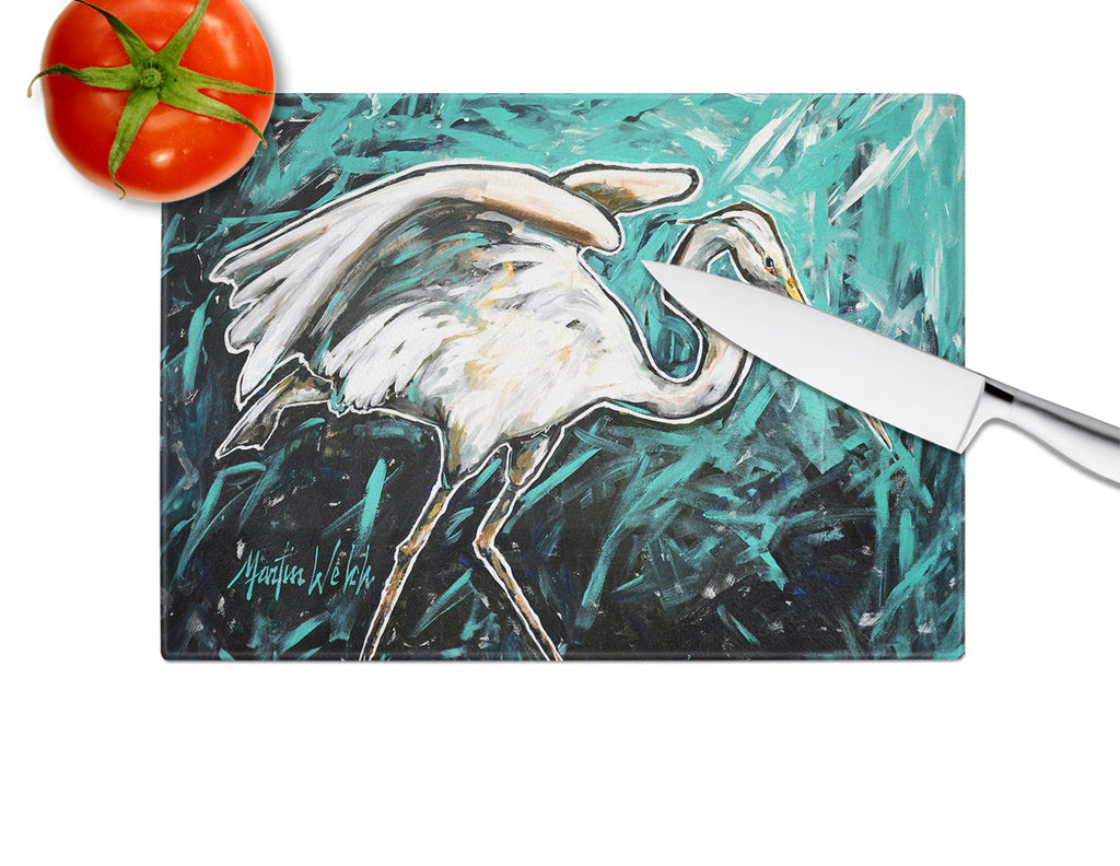 Heron Stretch Cutting Board Tempered Glass Kitchen Cutting Surface, Heat Resistant Chopping, Non-Slip Feet, Food Prep & Serving