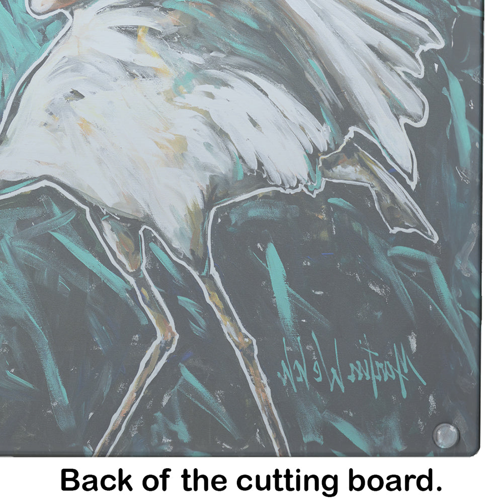 Heron Stretch Cutting Board Tempered Glass Kitchen Cutting Surface, Heat Resistant Chopping, Non-Slip Feet, Food Prep & Serving