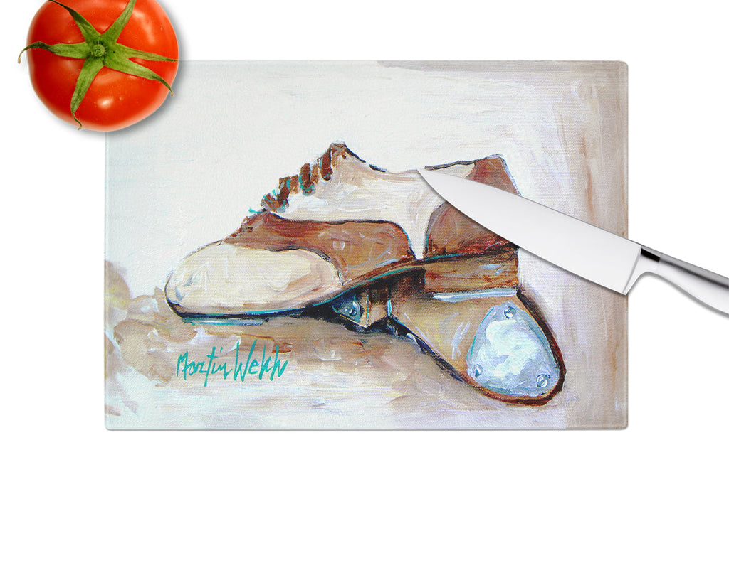 Tap Doses Shoes Cutting Board Tempered Glass Kitchen Cutting Surface, Heat Resistant Chopping, Non-Slip Feet, Food Prep & Serving