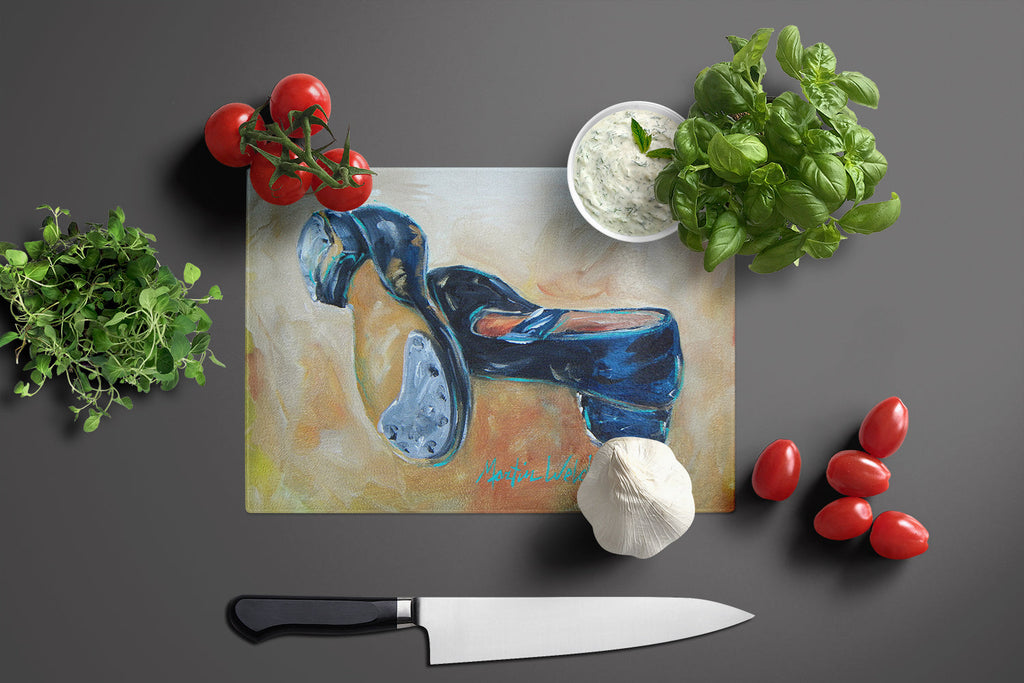 Tapped Out Shoes Cutting Board Tempered Glass Kitchen Cutting Surface, Heat Resistant Chopping, Non-Slip Feet, Food Prep & Serving