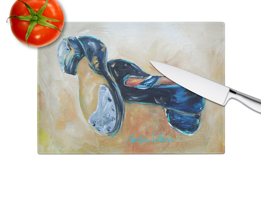 Tapped Out Shoes Cutting Board Tempered Glass Kitchen Cutting Surface, Heat Resistant Chopping, Non-Slip Feet, Food Prep & Serving