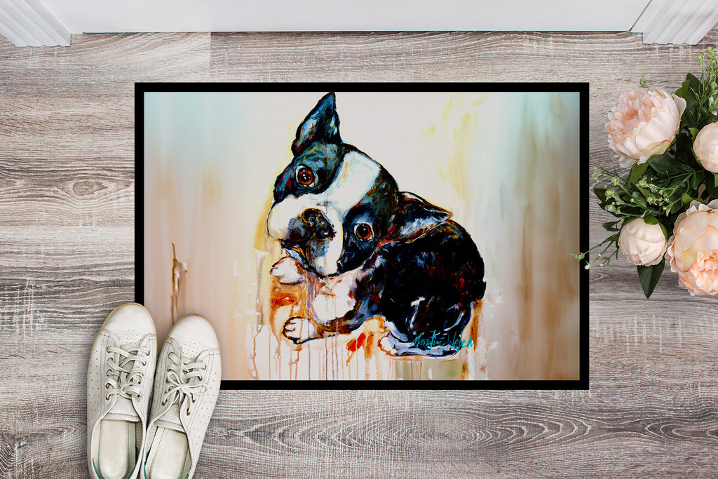 Boston Terrier The Look Doormat Indoor Outdoor 18H X 27W Front Door Mat Rugs for Entryway, Non Slip Washable
