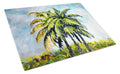 Tropical Breeze Palm Trees Cutting Board Tempered Glass Kitchen Cutting Surface, Heat Resistant Chopping, Non-Slip Feet, Food Prep & Serving