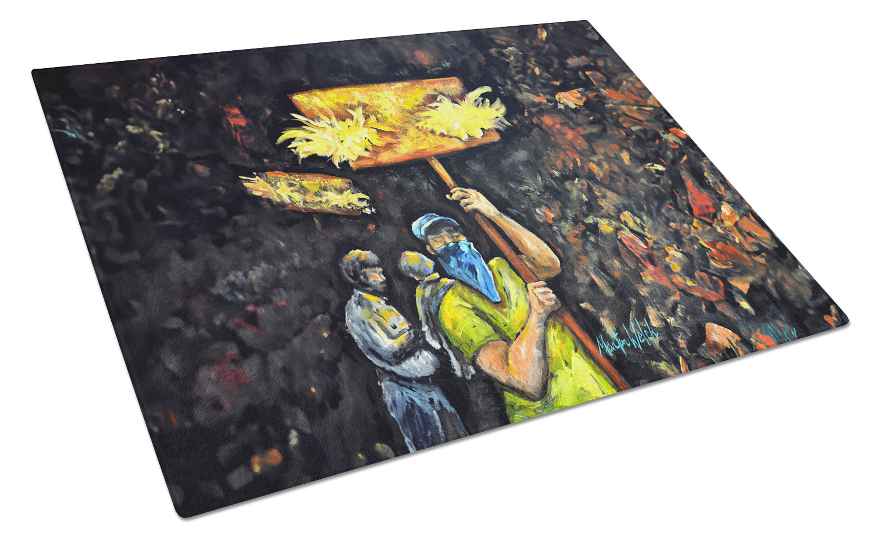 Turn Up The Heat Mardi Gras Cutting Board Tempered Glass Kitchen Cutting Surface, Heat Resistant Chopping, Non-Slip Feet, Food Prep & Serving