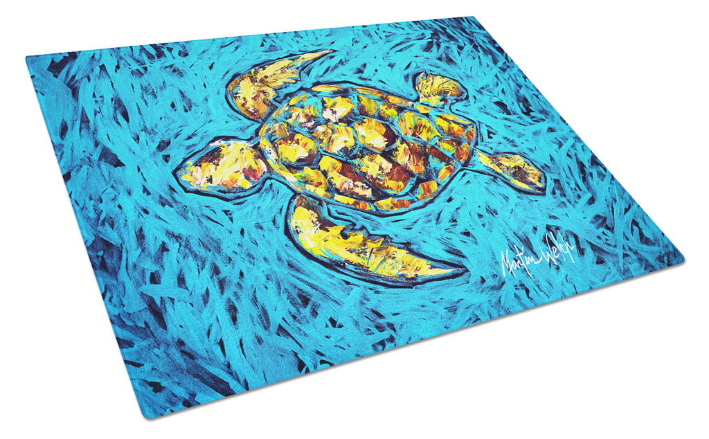 Turtle Drive Cutting Board Tempered Glass Kitchen Cutting Surface, Heat Resistant Chopping, Non-Slip Feet, Food Prep & Serving