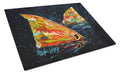 Red Fish Two Tales Cutting Board Tempered Glass Kitchen Cutting Surface, Heat Resistant Chopping, Non-Slip Feet, Food Prep & Serving