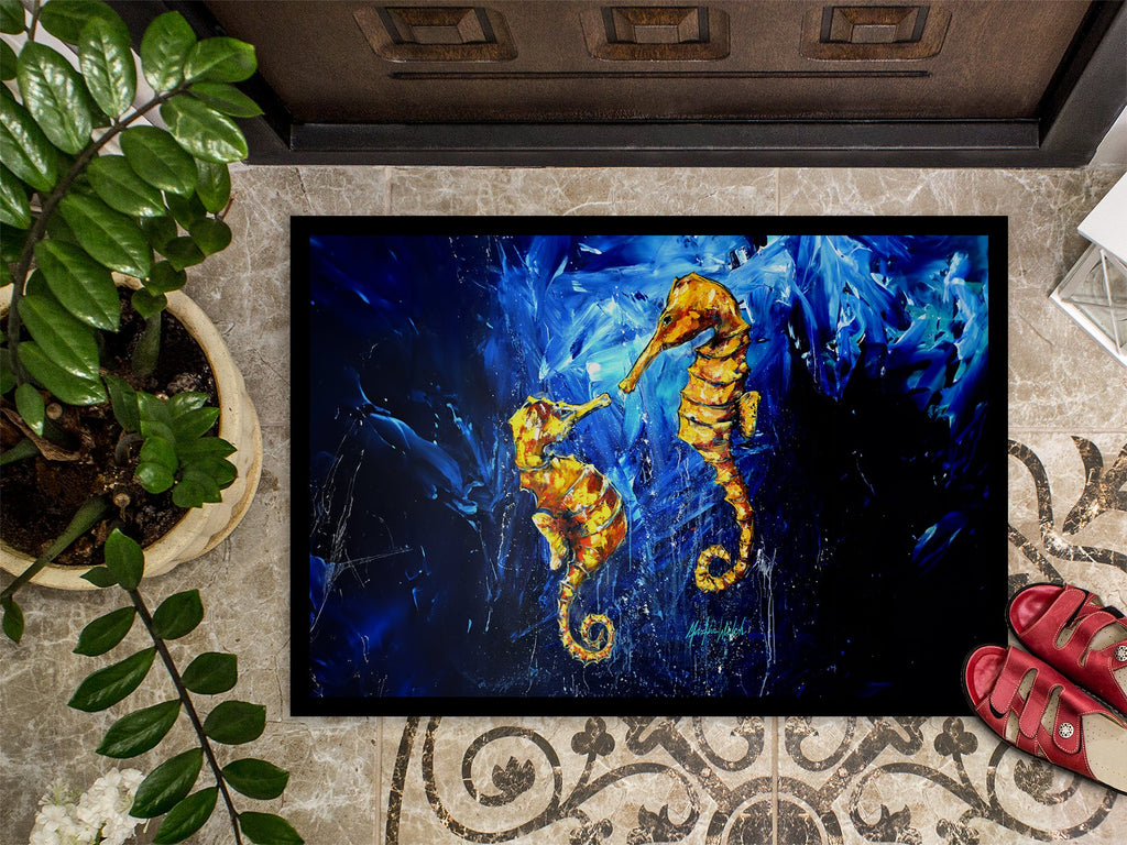 Seahorses Two To Tango Doormat Indoor Outdoor 24H X 36W Front Door Mat Rugs for Entryway, Non Slip Washable Low Pile,