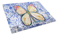 Butterfly Violet Tip Cutting Board Tempered Glass Kitchen Cutting Surface, Heat Resistant Chopping, Non-Slip Feet, Food Prep & Serving