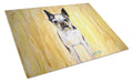 Boston Terrier Walker Two Cutting Board Tempered Glass Kitchen Cutting Surface, Heat Resistant Chopping, Non-Slip Feet, Food Prep & Serving