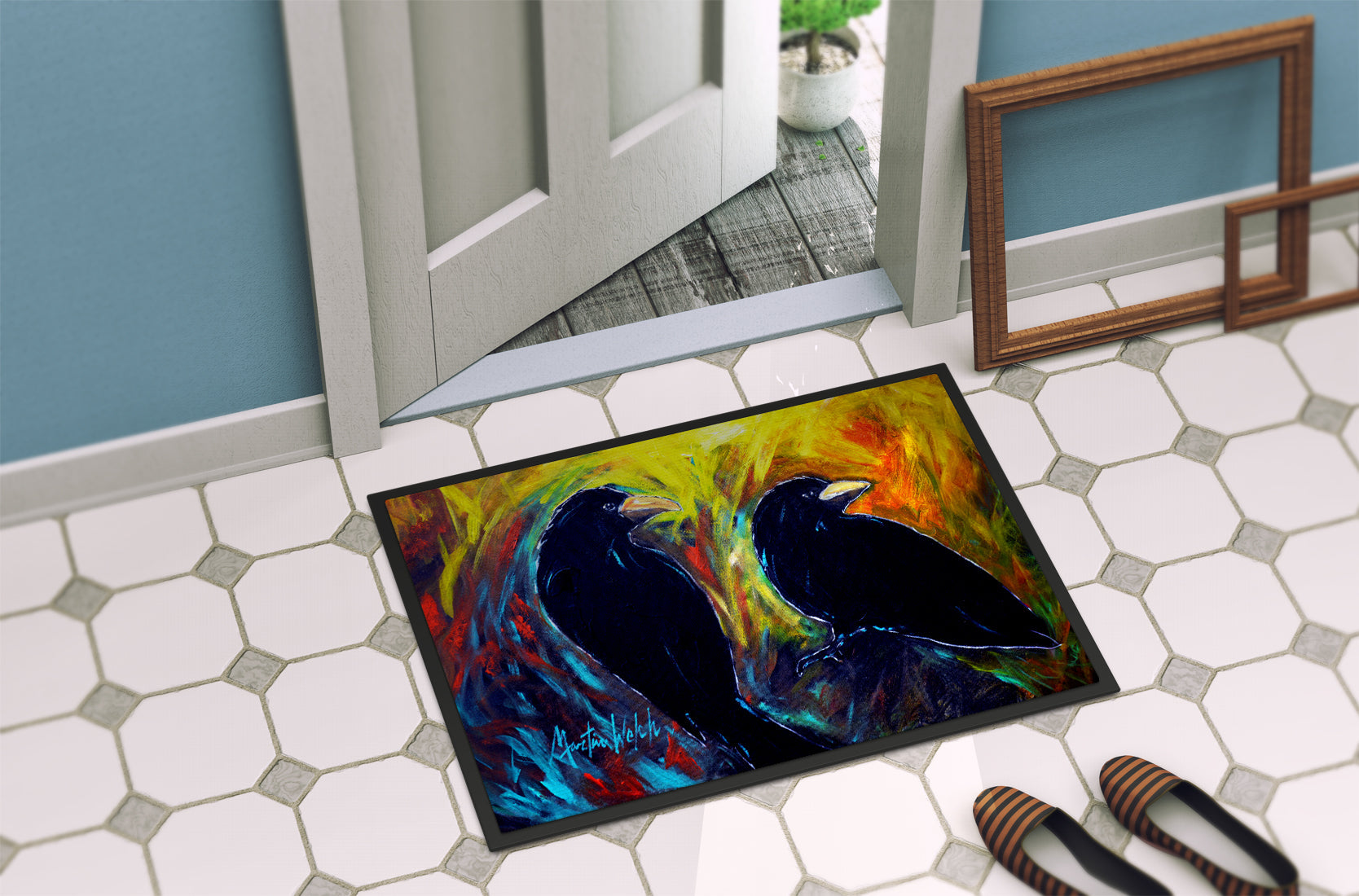 What Was That Black Crows Doormat Indoor Outdoor 18H X 27W Front Door Mat Rugs for Entryway, Non Slip Washable
