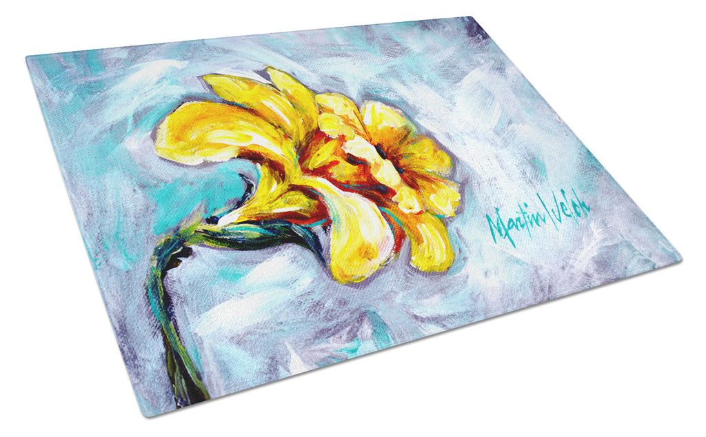 Yellow Daffy Daffodils Cutting Board Tempered Glass Kitchen Cutting Surface, Heat Resistant Chopping, Non-Slip Feet, Food Prep & Serving