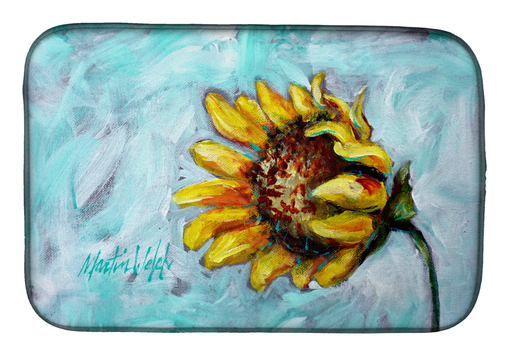 Yellow Sun Sunflowers Dish Drying Mat Absorbent Dish Drying Mat Pad for Kitchen Counter Dish Drainer Mat for Countertop, 14 x 21", Multicolor