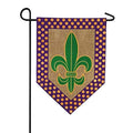 Mardi Gras Fleur de Lis Garden Flag 2 Sided Burlap