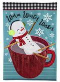 Marshmallow Snowman Winter Garden Flag 2 Sided Warm Winter Wishes