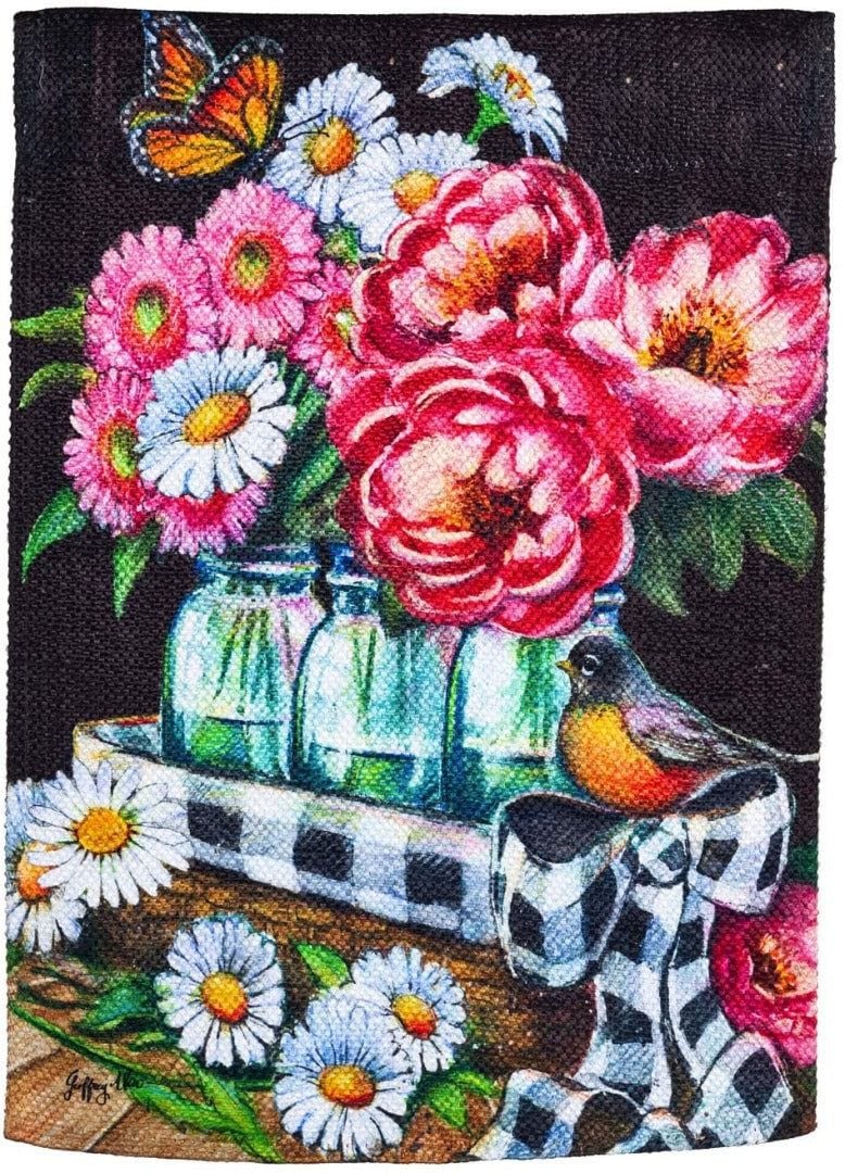 Mason Jar Trio Garden Flag 2 Sided Welcome