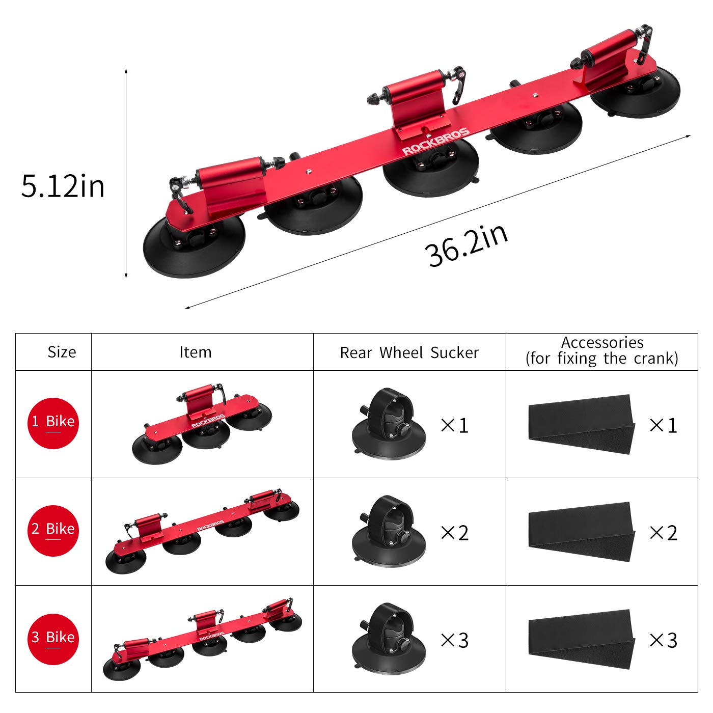 ROCKBROS Suction Cup Bike Rack for Car Roof Quick Release Sucker Mount