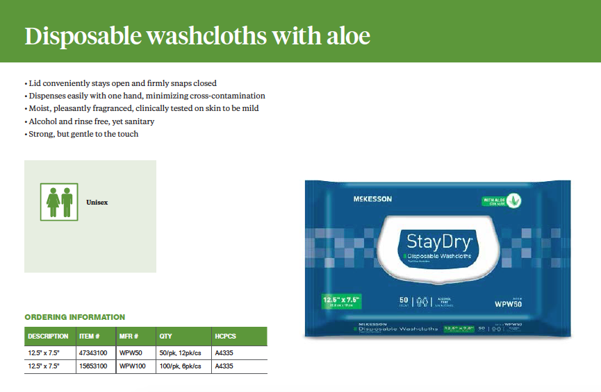 Personal Cleansing Wipe StayDry® Soft Pack Scented 96 Count - WPW96