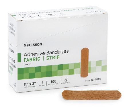 Adhesive Strip McKesson 3/4 X 3 Inch Fabric Rectangle Tan Sterile - 16-4813