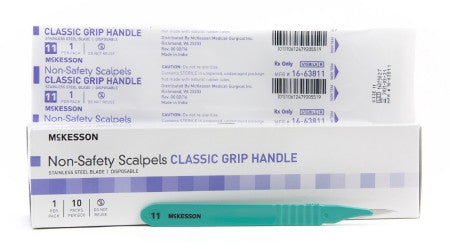Scalpel McKesson No. 11 Stainless Steel / Plastic Classic Grip Handle Sterile Disposable - 16-63811