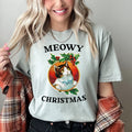Meowy Christmas Retro Cat Holiday Meme Vintage Vibe Graphic Design Comfort Colors Tee