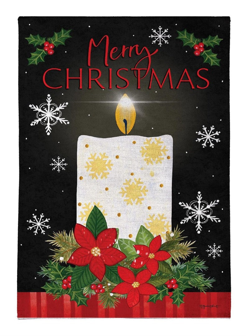 Merry Christmas Candle 2 Sided Garden Flag