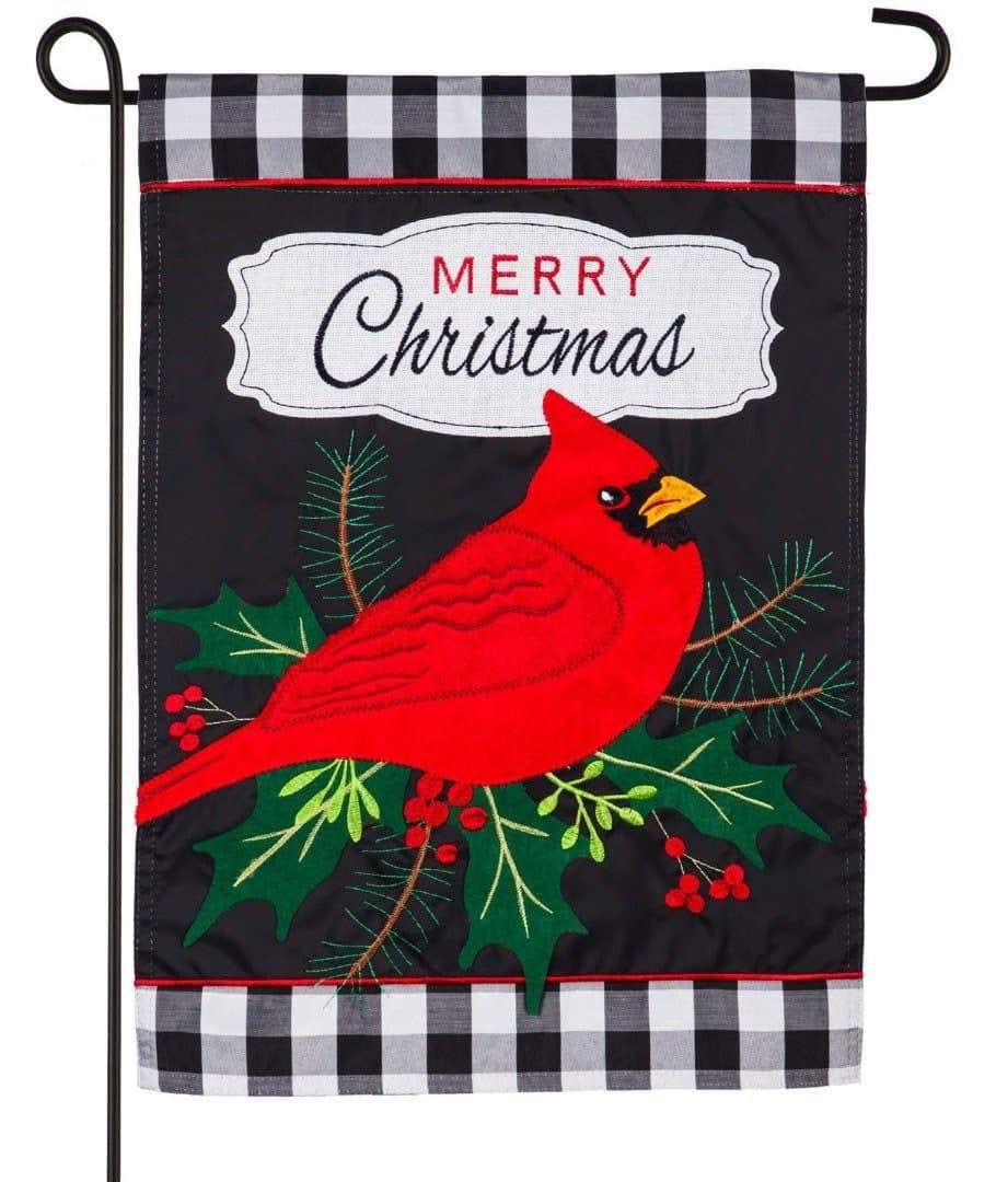 Merry Christmas Cardinal Garden Flag 2 Sided Decorative