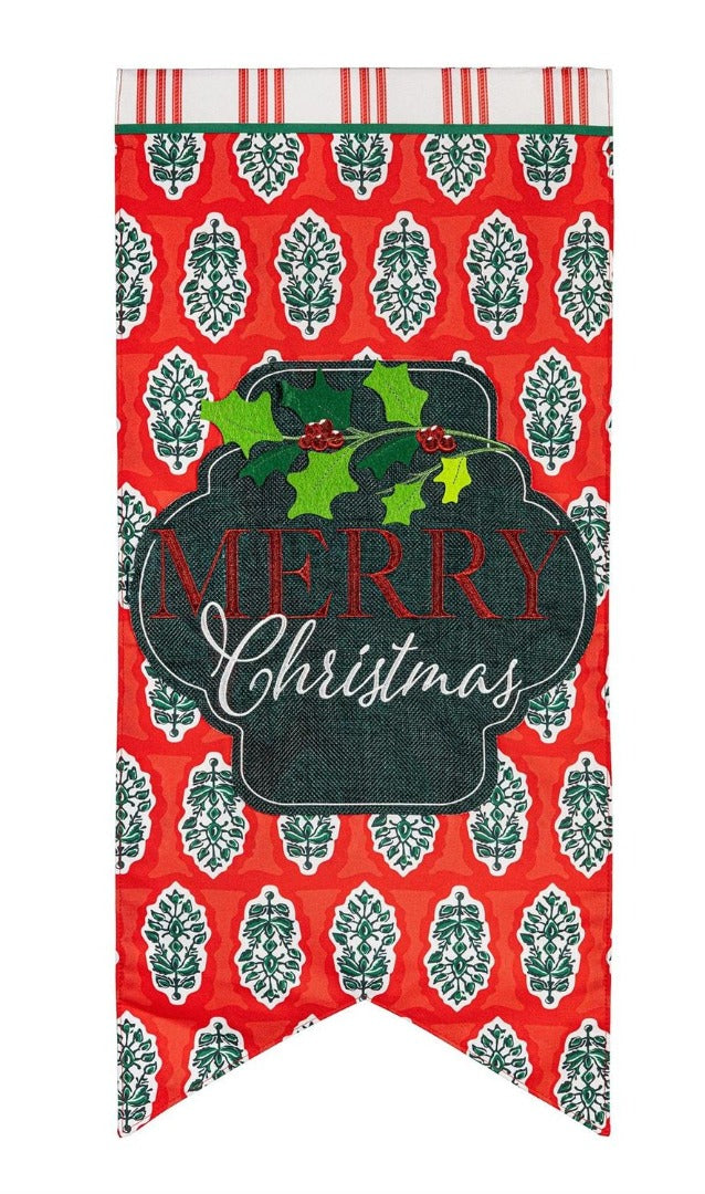 Merry Christmas Pennant 2 Sided Long Garden Flag