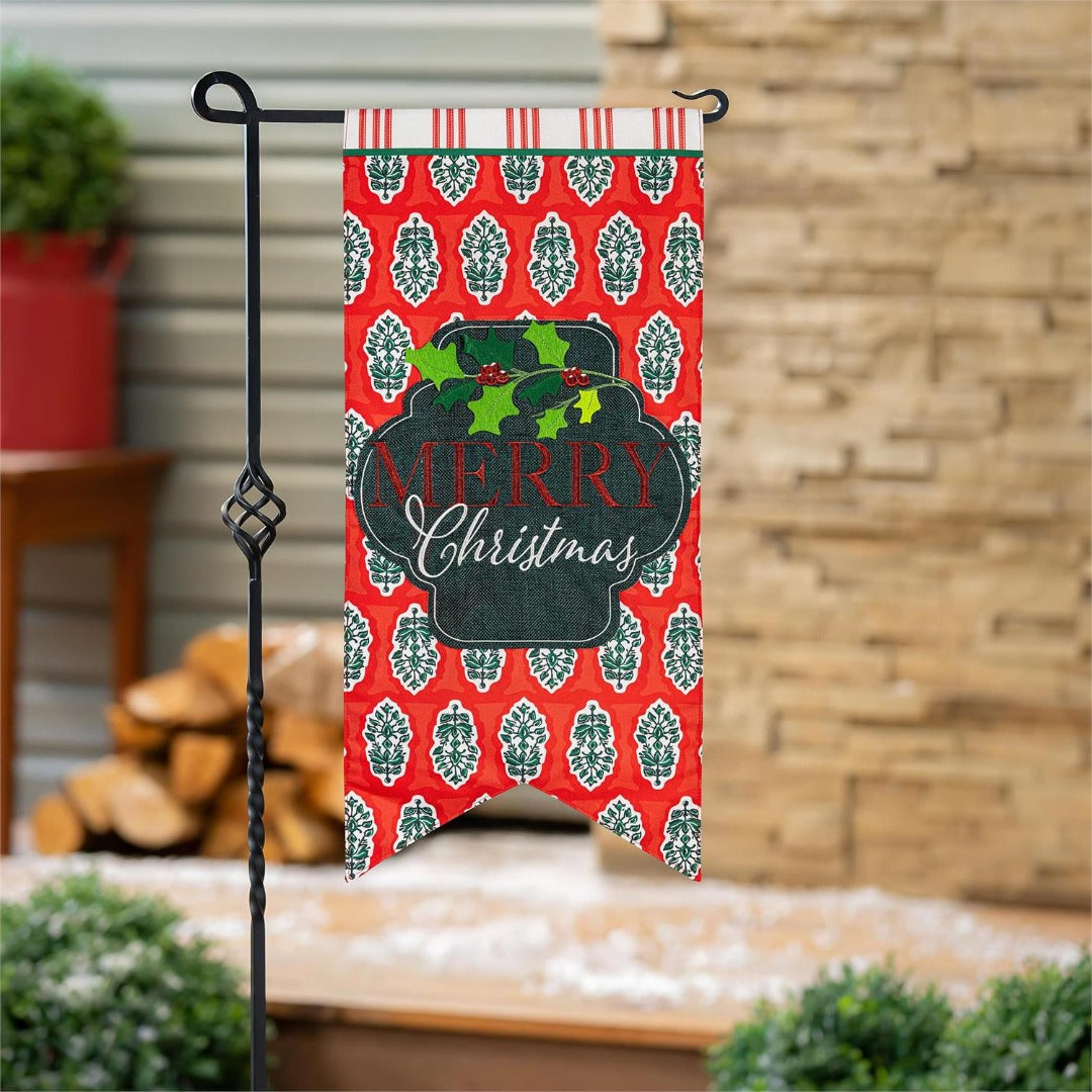 Merry Christmas Pennant 2 Sided Long Garden Flag